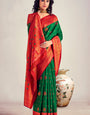 Ideal Dark Green Soft Banarasi Silk Saree With Excellent Blouse Piece