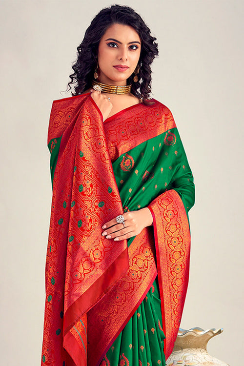 Load image into Gallery viewer, Ideal Dark Green Soft Banarasi Silk Saree With Excellent Blouse Piece
