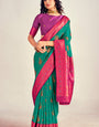 Ethnic Rama Soft Banarasi Silk Saree With Staring Blouse Piece