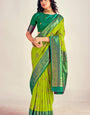 Refreshing Parrot Soft Banarasi Silk Saree With Designer Blouse Piece