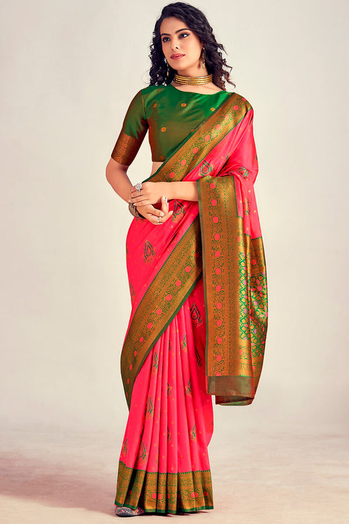 Load image into Gallery viewer, Adoring Pink Soft Banarasi Silk Saree With Beleaguer Blouse Piece
