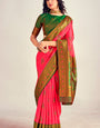 Adoring Pink Soft Banarasi Silk Saree With Beleaguer Blouse Piece