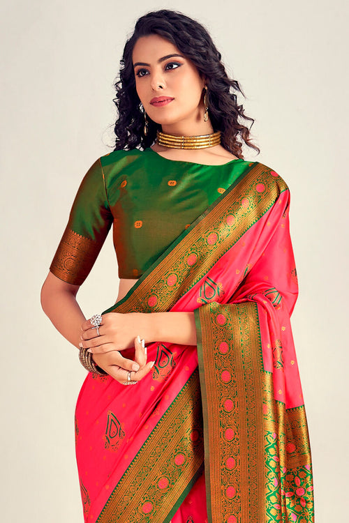 Load image into Gallery viewer, Adoring Pink Soft Banarasi Silk Saree With Beleaguer Blouse Piece
