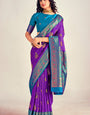 Eloquence Purple Soft Banarasi Silk Saree With Lagniappe Blouse Piece