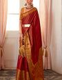 Phenomenal Red Kanjivaram Silk Saree With Appealing Blouse Piece