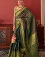 Classic Green Kanjivaram Silk Saree With Ailurophile Blouse Piece