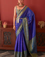 Effervescent Royal Blue Kanjivaram Silk Saree With Petrichor Blouse Piece