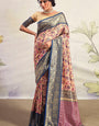 Stylish Beige Kalamkari Printed Saree With Mellifluous Blouse Piece