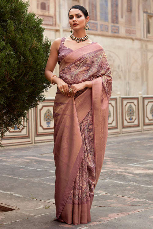 Load image into Gallery viewer, Confounding Wine Digital Printed Crape Silk Saree With Rhapsodic Blouse Piece
