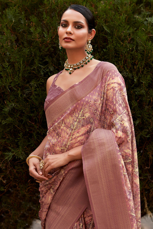 Load image into Gallery viewer, Confounding Wine Digital Printed Crape Silk Saree With Rhapsodic Blouse Piece
