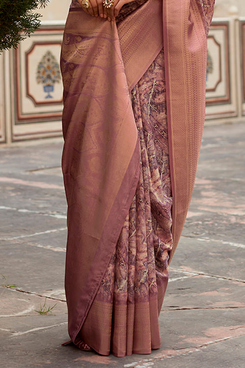 Load image into Gallery viewer, Confounding Wine Digital Printed Crape Silk Saree With Rhapsodic Blouse Piece
