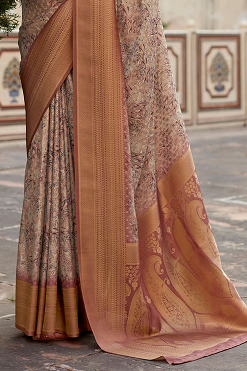 Load image into Gallery viewer, Traditional Wine Digital Printed Crape Silk Saree With Posh Blouse Piece
