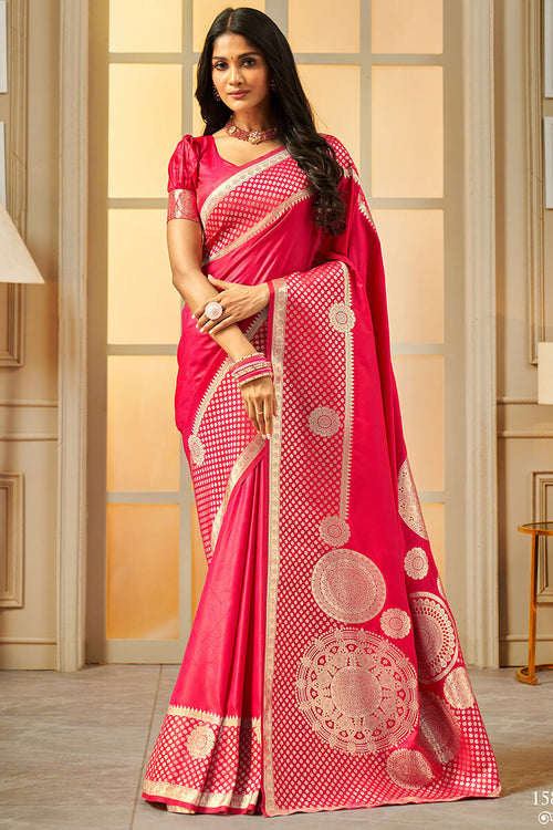 Load image into Gallery viewer, Epiphany Dark Pink Soft Banarasi Silk Saree With Fugacious Blouse Piece
