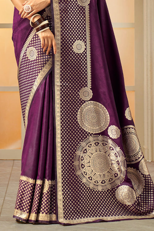 Load image into Gallery viewer, Bucolic Purple Soft Banarasi Silk Saree With Embrocation Blouse Piece
