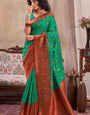 Imaginative Green Soft Banarasi Silk Saree With Tremendous Blouse Piece