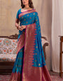 Splendorous Blue Soft Banarasi Silk Saree With Incredible Blouse Piece