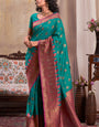 Ratatouille Rama Soft Banarasi Silk Saree With Staggering Blouse Piece