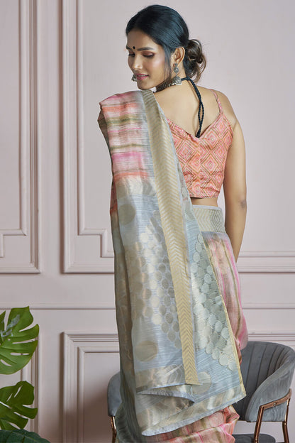 Enthralling Multicolor Digital Printed Khadi Silk Saree With Staring Blouse Piece