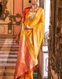 Diaphanous Yellow Soft Banarasi Silk Saree With Bewitching Blouse Piece