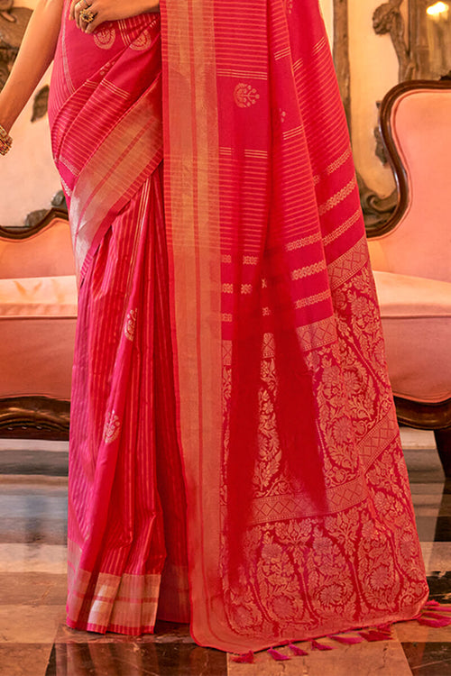 Load image into Gallery viewer, Classy Dark Pink Soft Banarasi Silk Saree With Elegant Blouse Piece
