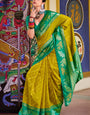 Impressive Mehndi Soft Banarasi Silk Saree With Arresting Blouse Piece