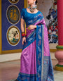 Lagniappe Pink Soft Banarasi Silk Saree With Snazzy Blouse Piece