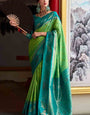 Allure Parrot Soft Banarasi Silk Saree With Glamorous Blouse Piece