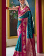 Verdant Rama Soft Banarasi Silk Saree With Grandiose Blouse Piece