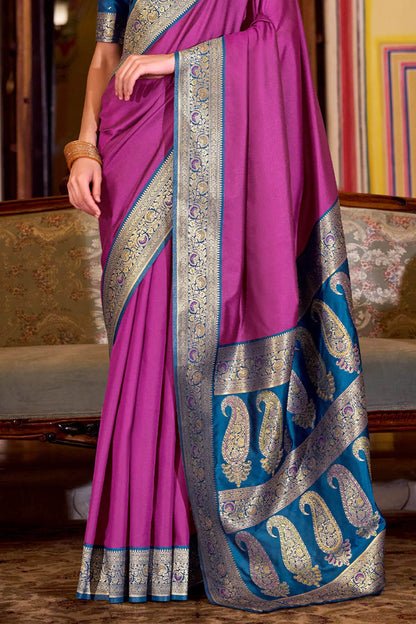 Flaunt Dark Pink Soft Banarasi Silk Saree With Exemplary Blouse Piece