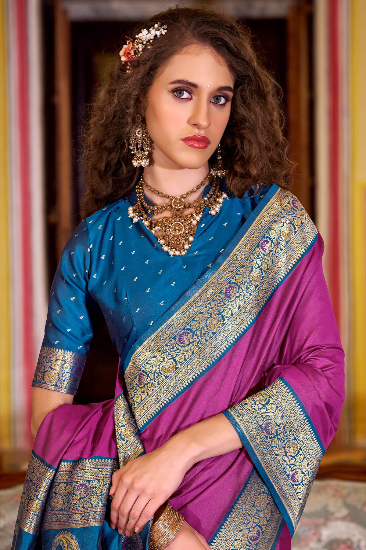 Flaunt Dark Pink Soft Banarasi Silk Saree With Exemplary Blouse Piece