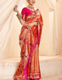 Winsome Red Paithani Silk Saree With Whimsical Blouse Piece