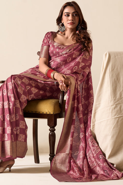 Load image into Gallery viewer, Extraordinary Wine Foil Printed Dola Silk Saree With Staring Blouse Piece
