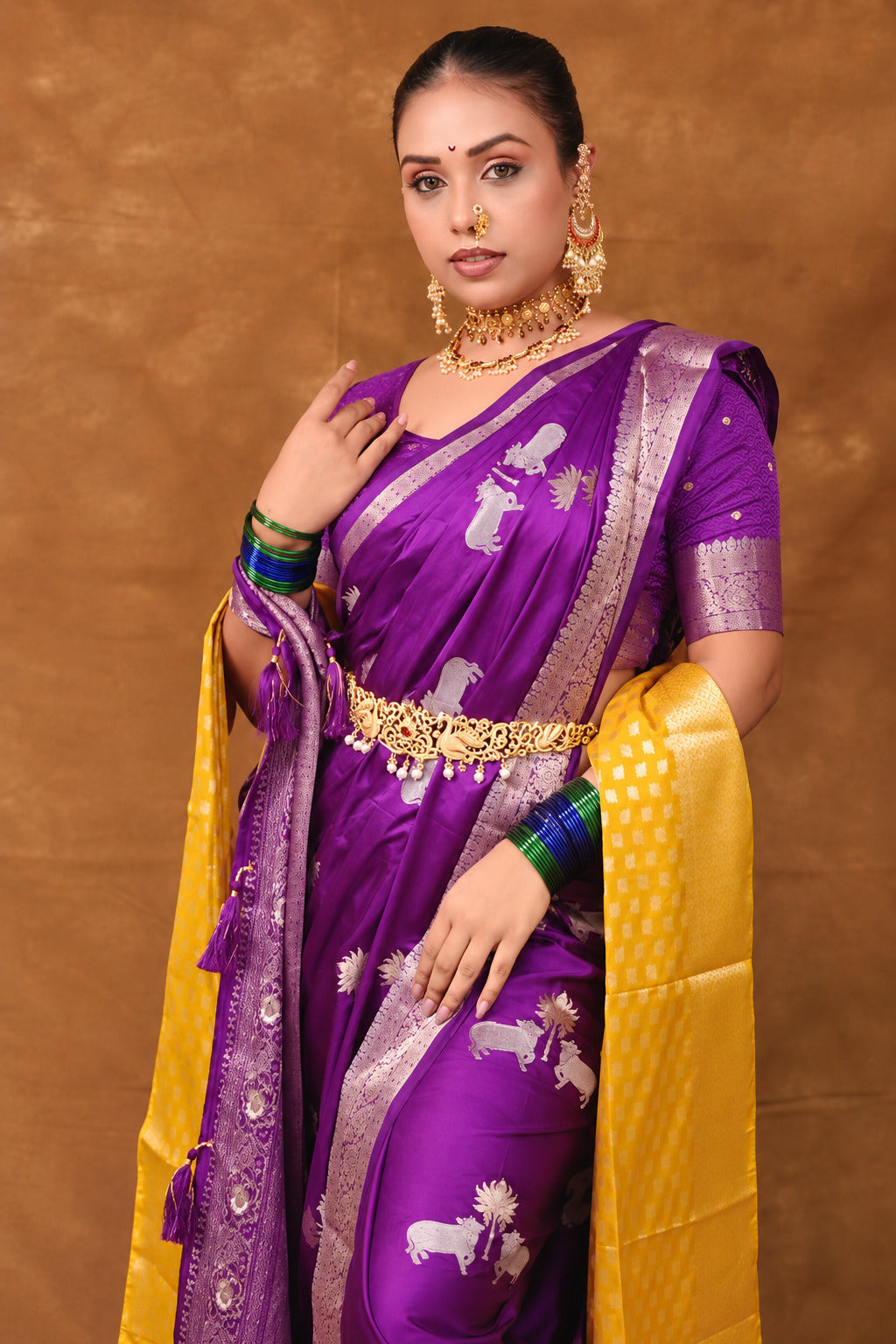 Megha Bhunia in Purple Banarasi Satin Silk Saree
