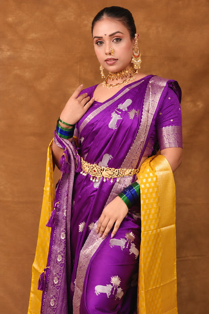 Megha Bhunia in Purple Banarasi Satin Silk Saree
