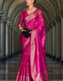 Sumptuous Dark Pink Banarasi Satin Silk Saree With Delectable Blouse