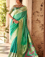 Assemblage Sea Green Soft Banarasi Silk Saree With Dissemble Blouse Piece