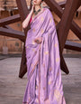 Lagniappe Lavender Soft Banarasi Silk Saree With Lissome Blouse Piece