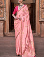 Lagniappe Pink Soft Banarasi Silk Saree With Lissome Blouse Piece
