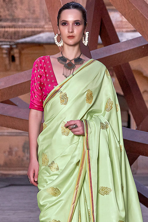 Load image into Gallery viewer, Lagniappe Green Soft Banarasi Silk Saree With Lissome Blouse Piece
