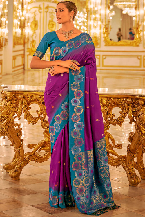 Load image into Gallery viewer, Ideal Purple Soft Banarasi Silk Saree With Twirling Blouse Piece
