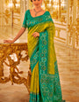 Blissful Mehndi Soft Banarasi Silk Saree With Desiring Blouse Piece