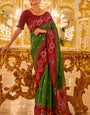 Phenomenal Dark Green Soft Banarasi Silk Saree With Sensational Blouse Piece