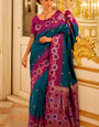 Elegant Rama Soft Banarasi Silk Saree With Gratifying Blouse Piece