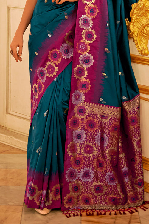 Load image into Gallery viewer, Elegant Rama Soft Banarasi Silk Saree With Gratifying Blouse Piece
