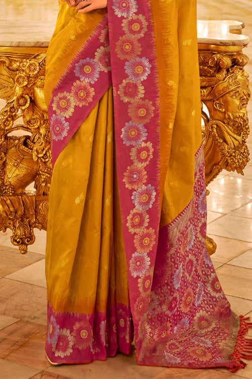 Load image into Gallery viewer, Prettiest Yellow Soft Banarasi Silk Saree With Ailurophile Blouse Piece
