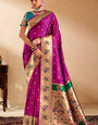Eloquence Magenta Paithani Silk Saree With Fantabulous Blouse Piece