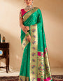 Proficient Sea Green Paithani Silk Saree With Phenomenal Blouse Piece