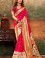 Most Stunning Dark Pink Paithani Silk Saree With Angelic Blouse Piece