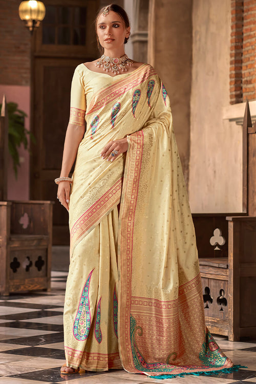 Load image into Gallery viewer, Girlish Beige Soft Banarasi Silk Saree With Beautiful Blouse Piece
