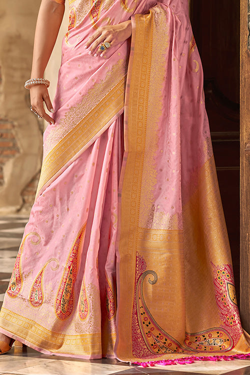 Load image into Gallery viewer, Prettiest Pink Soft Banarasi Silk Saree With Beauteous Blouse Piece
